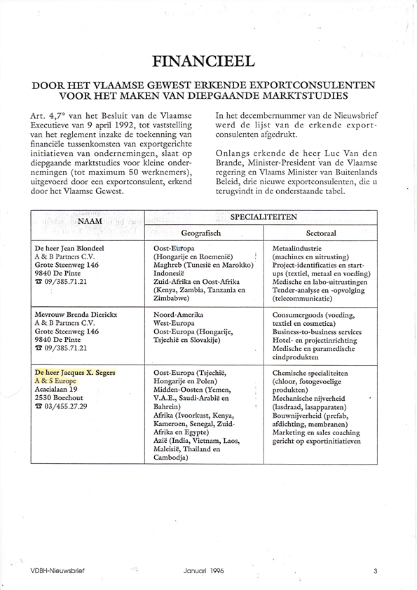 VLAAMSGEWESTEXPORTCONSUL011996JXS